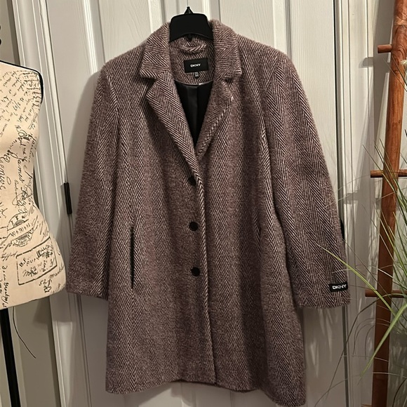 DKNY Women's Herringbone Soft-Touch Walker Coat, Created for Macy’s, Size XXL - Picture 2 of 16